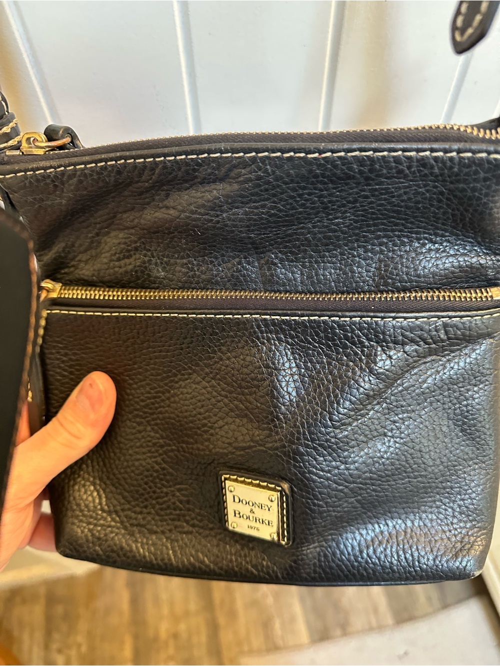 Dooney & Bourke Black Pebbled Leather Zip Crossbody
